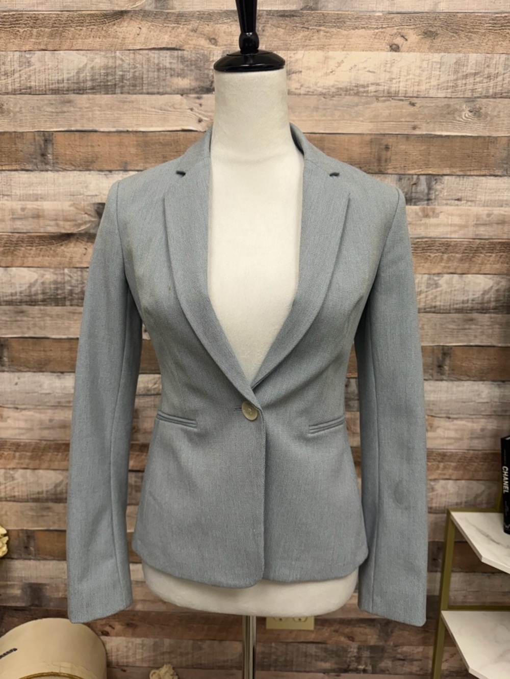 Express Light Blue Twil Single Button Blazer 0